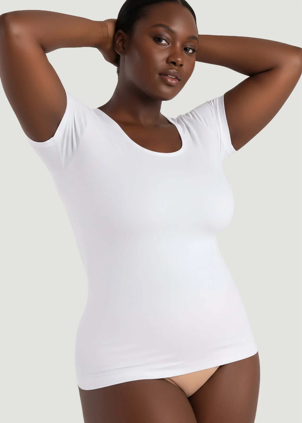 Conturve White Short-Sleeve Shaping Smoothing Top - 4XL Image 2