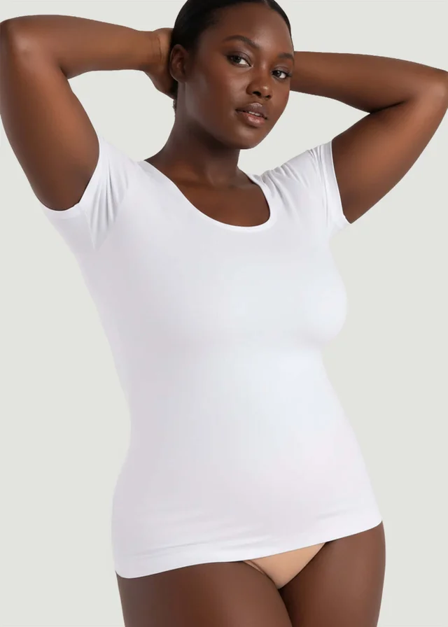 Conturve White Short-Sleeve Shaping Smoothing Top