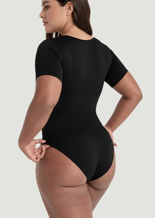Conturve Black Short-Sleeve Seamless Sculpt Shapewear Bodysuit - M Image 2