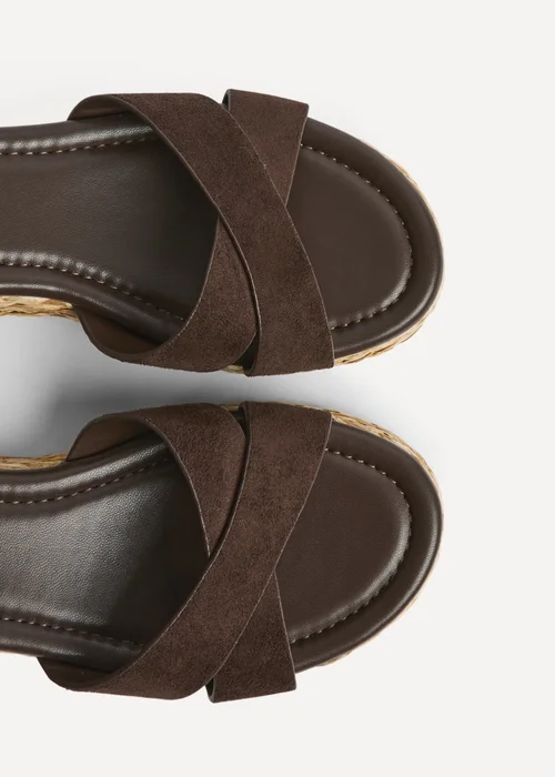 Linzi Spritz Wide Fit Brown Flatform Sandals - Size 5 Image 5
