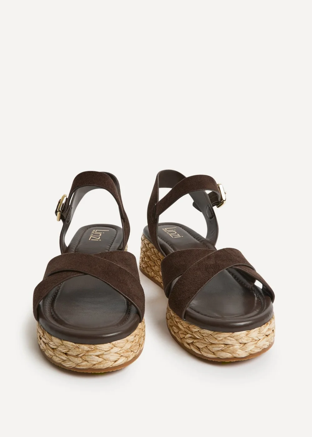 Linzi Spritz Wide Fit Brown Flatform Sandals - Size 5 Image 3