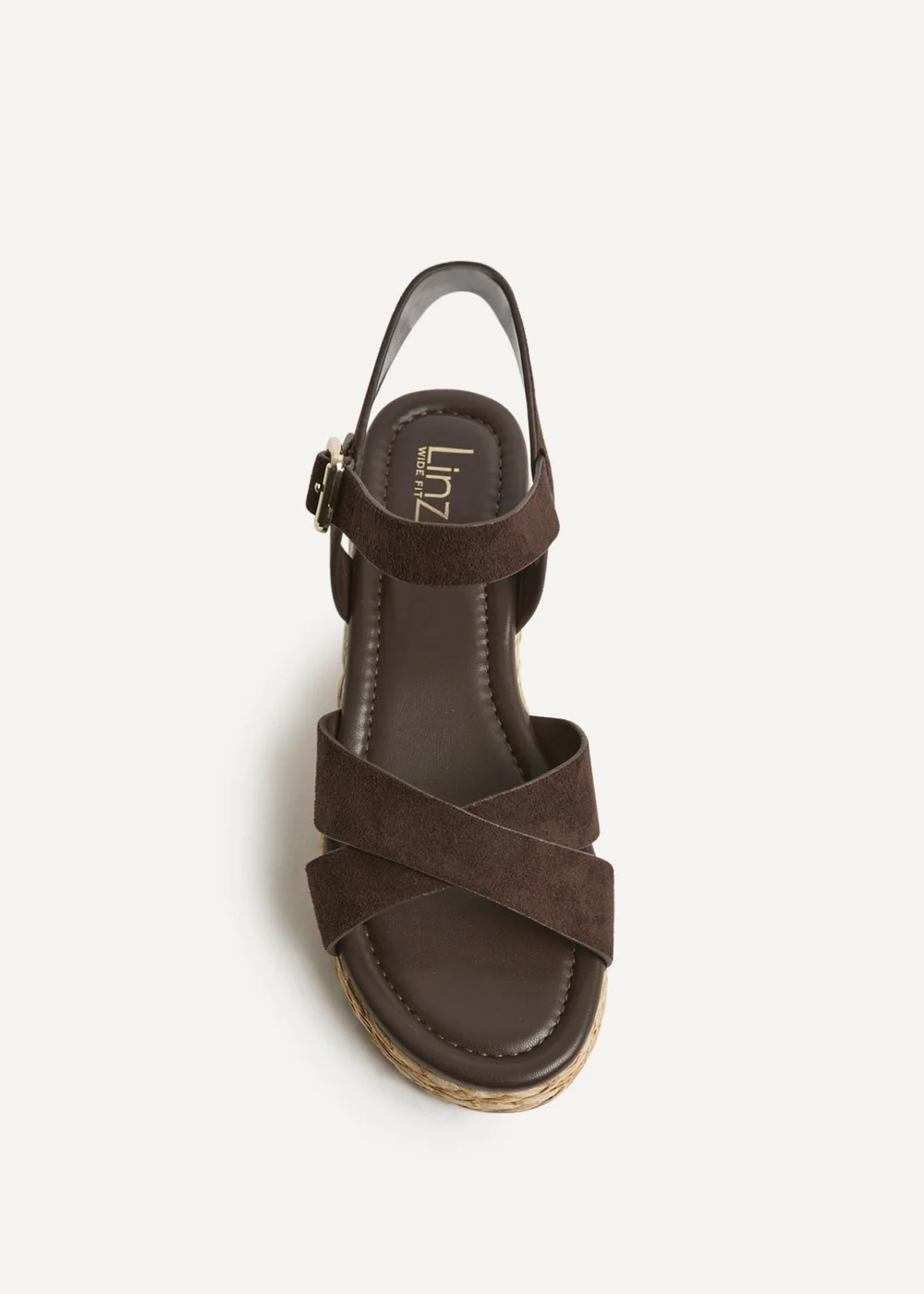Linzi Spritz Wide Fit Brown Flatform Sandals - Size 5 Image 4
