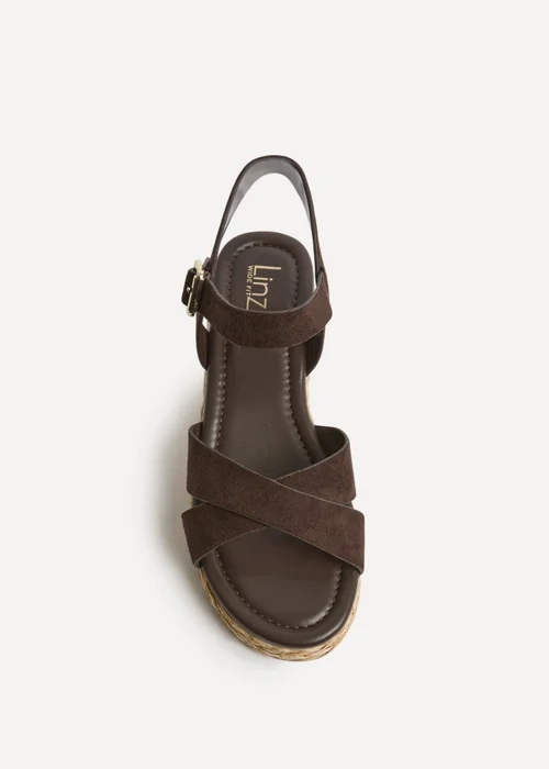 Linzi Spritz Wide Fit Brown Flatform Sandals - Size 5 Image 4