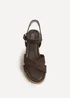 Linzi Spritz Wide Fit Brown Flatform Sandals - Size 5 Image 4