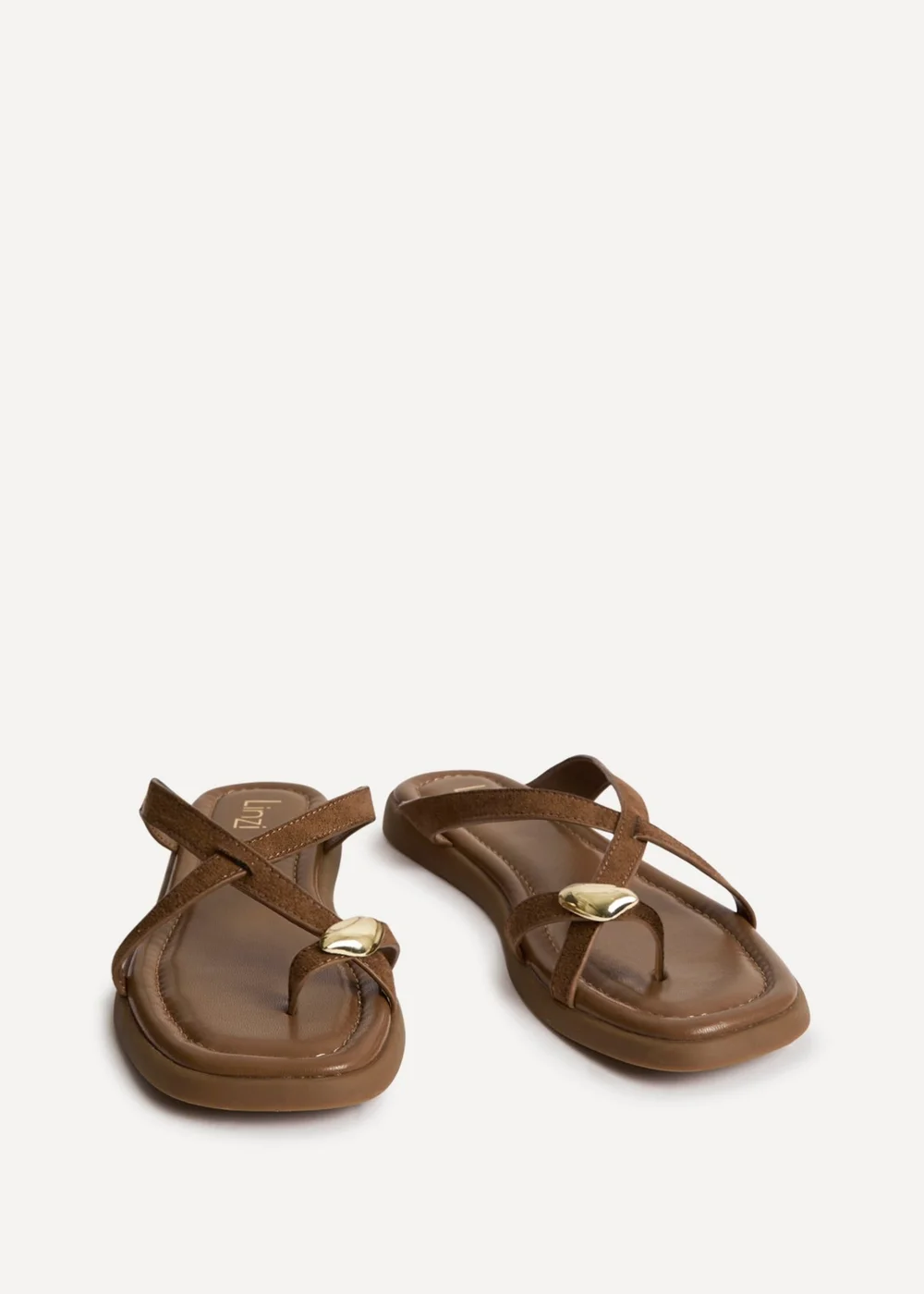 Linzi Linea Tan Faux Suede Flat Sandals - 8 Image 3