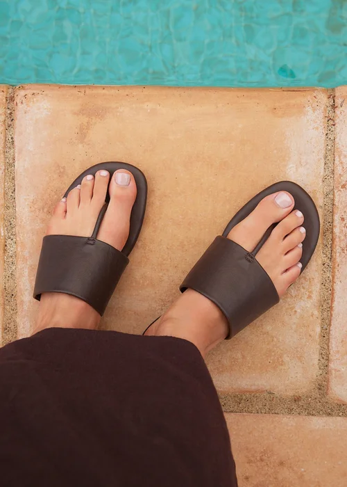 Linzi Amara Brown Flat Sandals - 4 Image 1