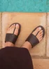 Linzi Amara Brown Flat Sandals - 4 Image 1