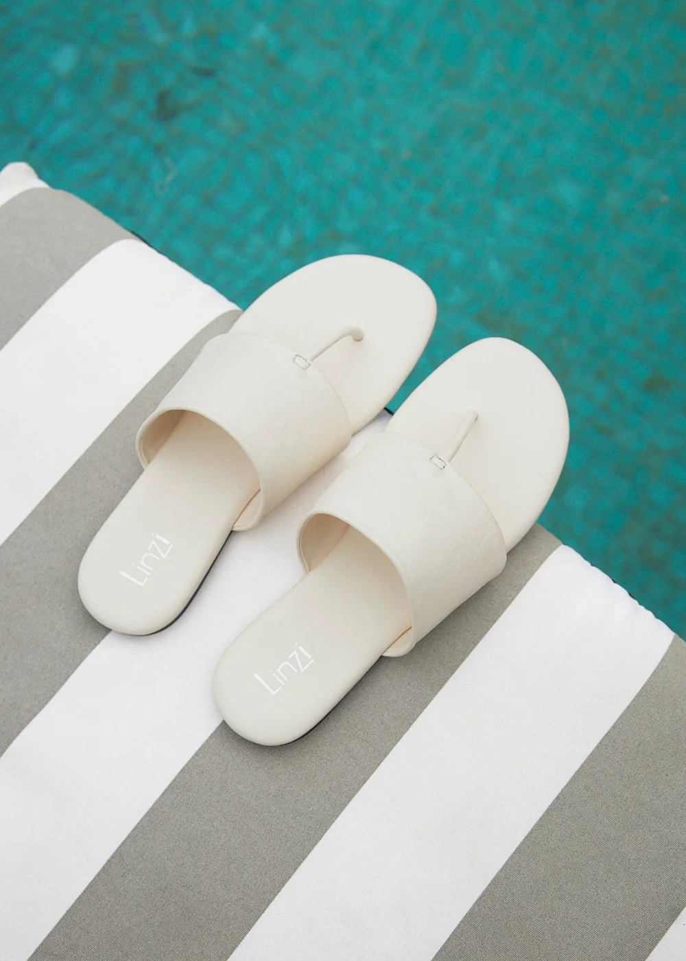 Linzi Amara Ivory Flat Sandals - 3 Image 6
