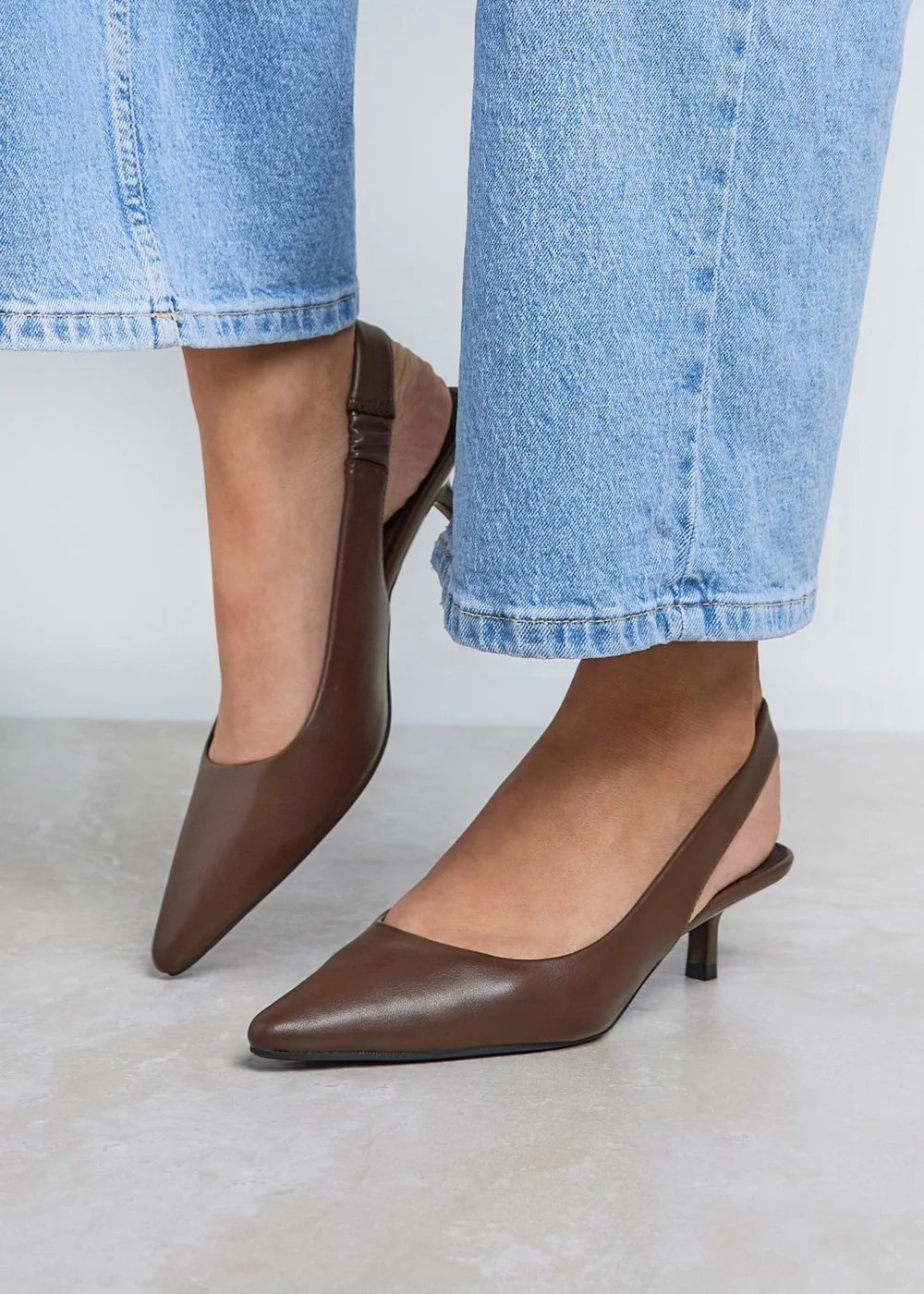 Linzi Reign Brown Faux Leather Court Heels - 4 Image 6