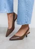 Linzi Reign Brown Faux Leather Court Heels - 4 Image 6