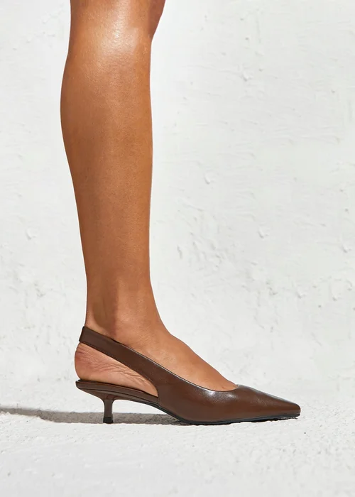Linzi Reign Brown Faux Leather Court Heels - 4 Image 1