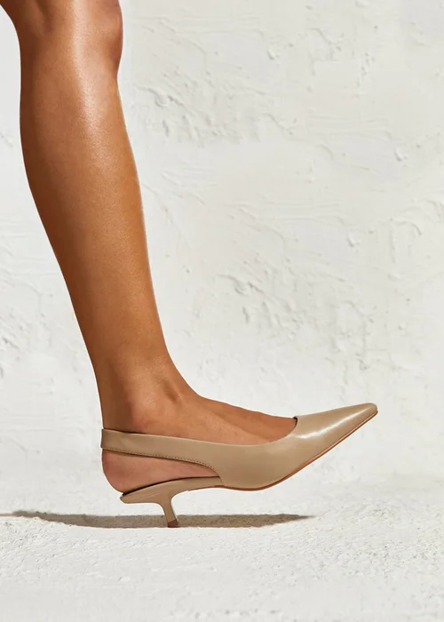 Linzi Reign Taupe Faux Leather Court Heels - Size 5 Image 1