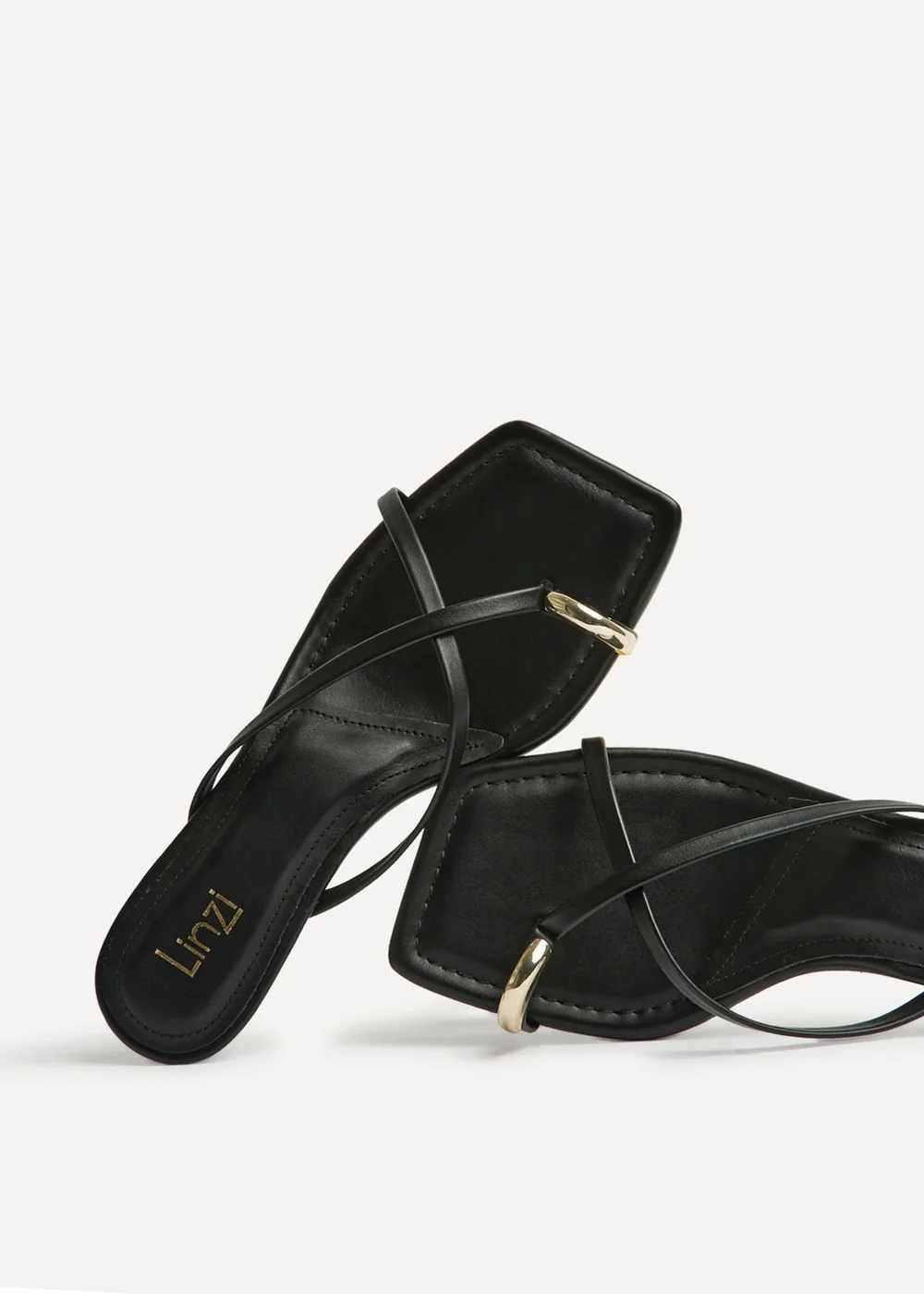 Linzi Polished Black Faux Leather Mule Heels - 4 Image 5