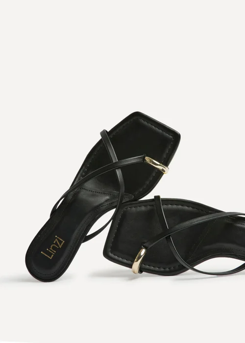 Linzi Polished Black Faux Leather Mule Heels - 4 Image 5