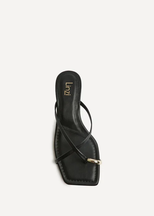 Linzi Polished Black Faux Leather Mule Heels - 4 Image 4