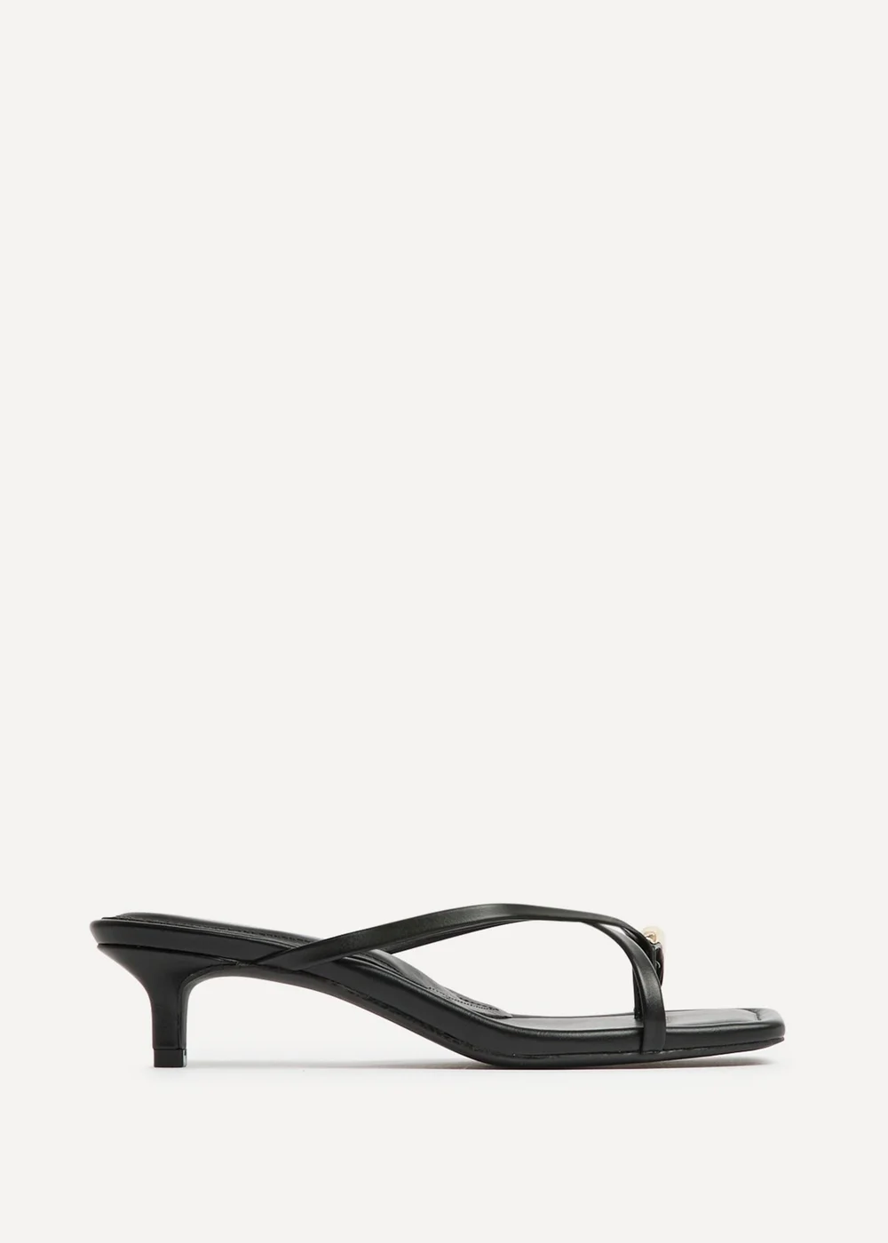 Linzi Polished Black Faux Leather Mule Heels - 4 Image 2