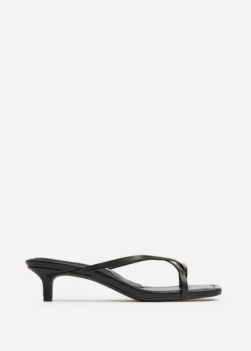 Linzi Polished Black Faux Leather Mule Heels - 4 Image 2