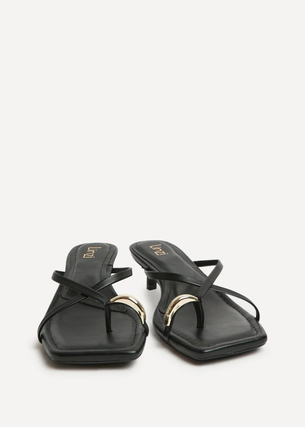 Linzi Polished Black Faux Leather Mule Heels - 4 Image 3