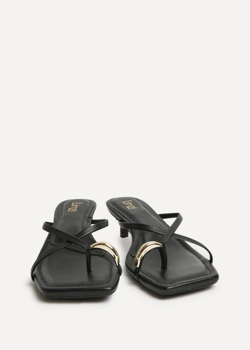 Linzi Polished Black Faux Leather Mule Heels - 4 Image 3