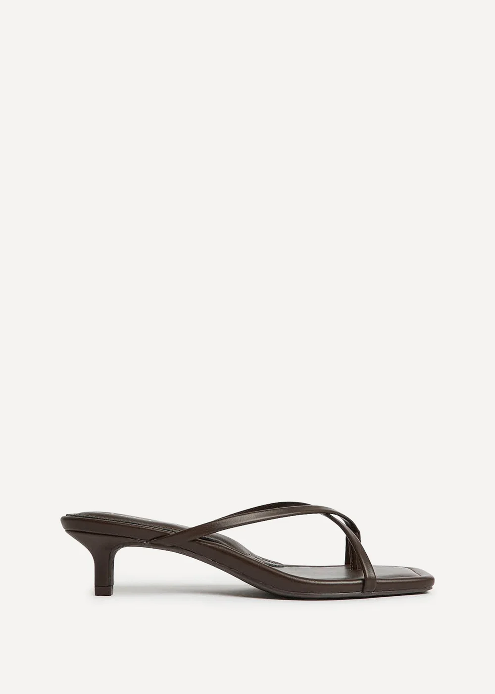 Linzi Polished Brown Faux Leather Mule Heels - Size 3 Image 2