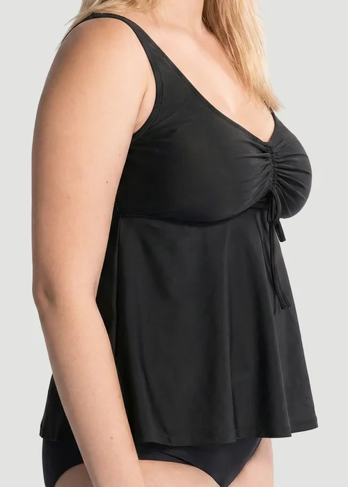 Conturve Black Wireless Tie-Front Tankini - 4XL Image 2