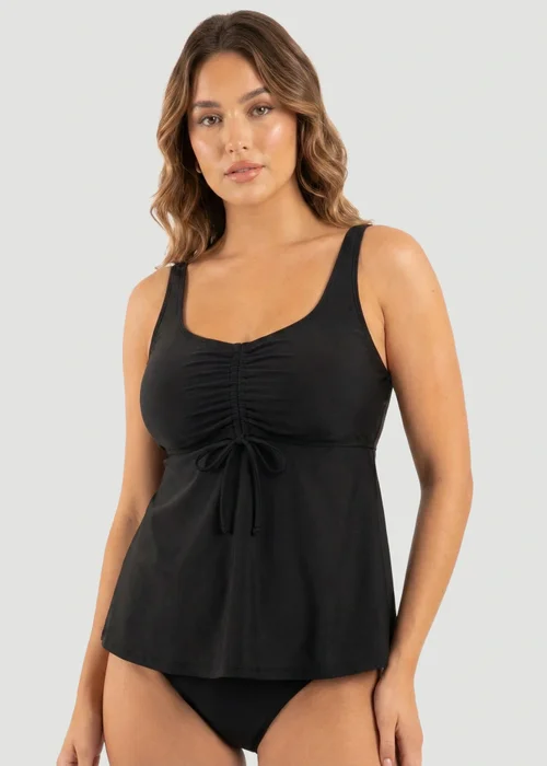 Conturve Black Wireless Tie-Front Tankini - 4XL Image 1
