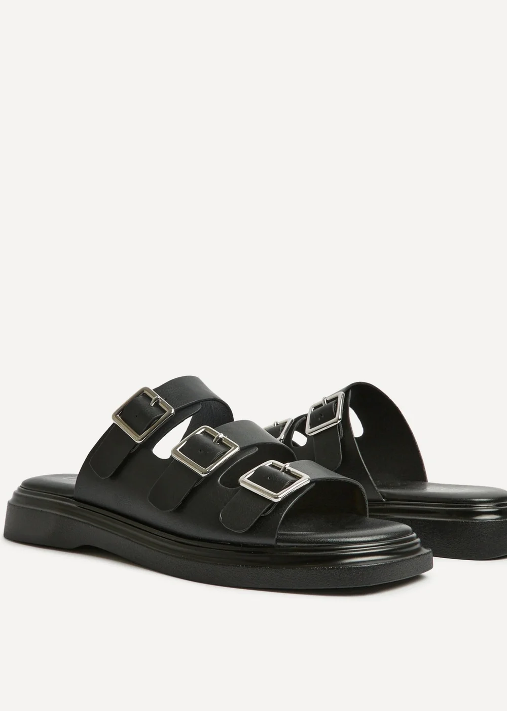 Linzi Satellite Black Faux Leather Flat Sandals - 6 Image 5