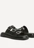 Linzi Satellite Black Faux Leather Flat Sandals - 6 Image 5