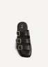 Linzi Satellite Black Faux Leather Flat Sandals - 6 Image 4