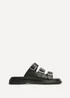 Linzi Satellite Black Faux Leather Flat Sandals - 6 Image 2