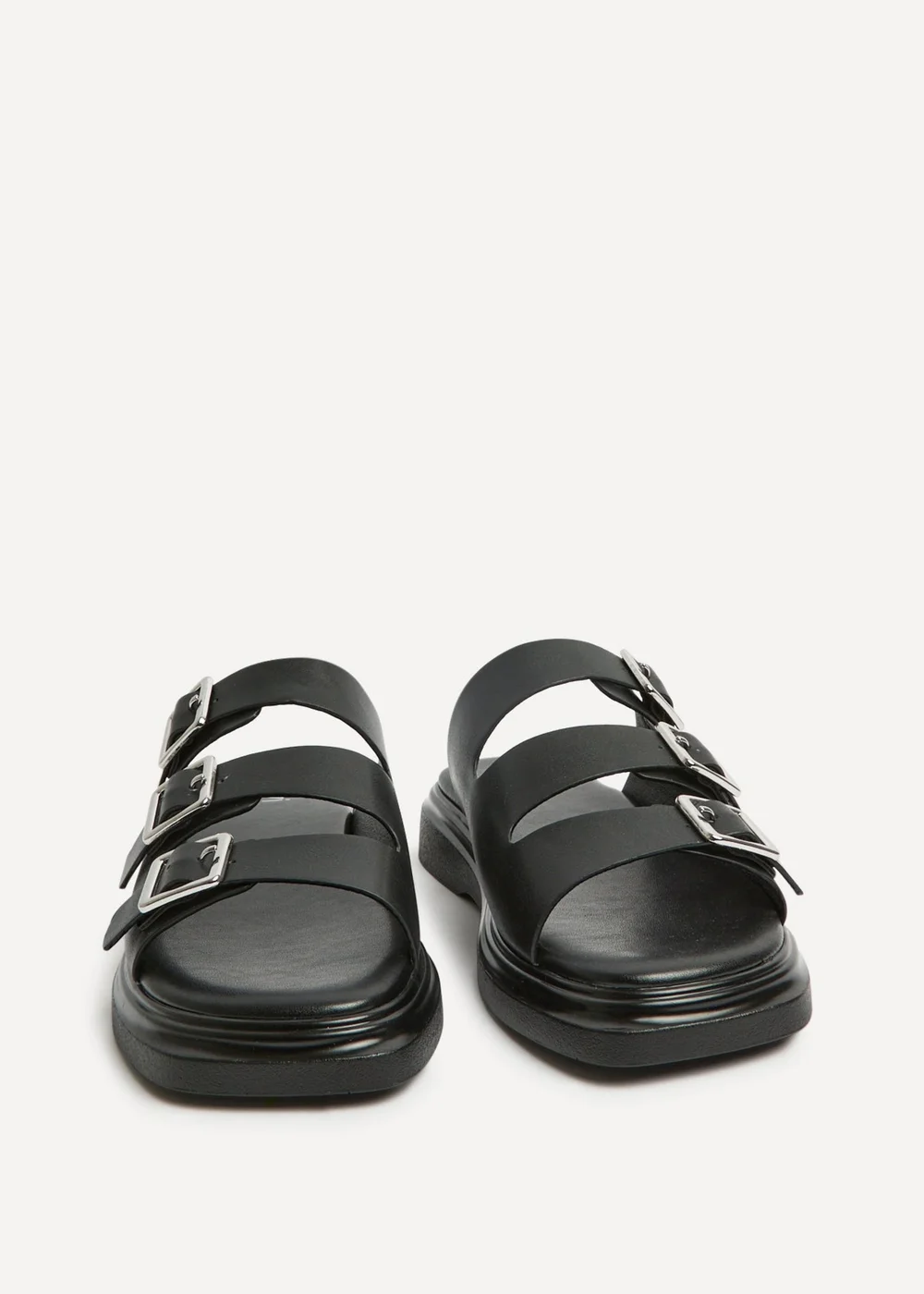 Linzi Satellite Black Faux Leather Flat Sandals - 6 Image 3
