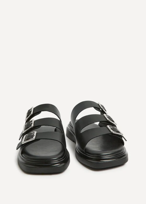 Linzi Satellite Black Faux Leather Flat Sandals - 6 Image 3
