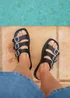 Linzi Satellite Black Faux Leather Flat Sandals - 6 Image 6