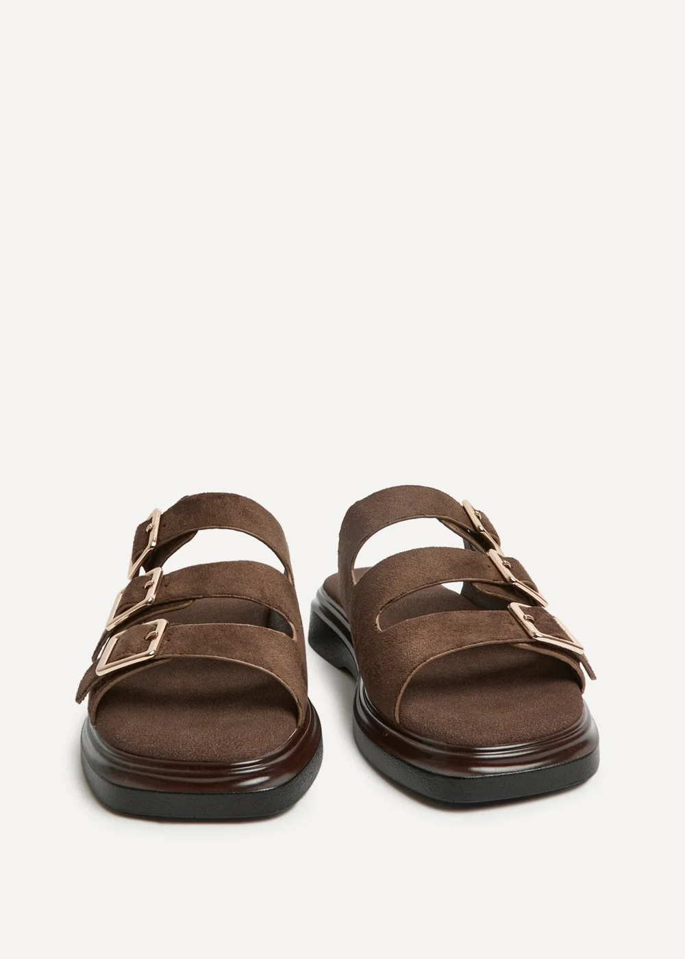 Linzi Satellite Brown Faux Suede Flat Sandals - Size 7 Image 5