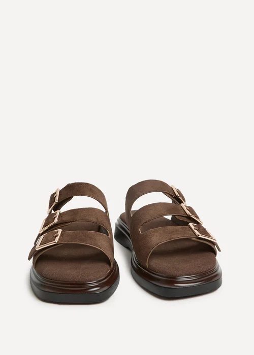Linzi Satellite Brown Faux Suede Flat Sandals - Size 7 Image 5