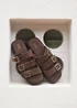 Linzi Satellite Brown Faux Suede Flat Sandals - Size 7 Image 1