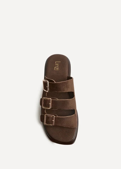 Linzi Satellite Brown Faux Suede Flat Sandals - Size 7 Image 3
