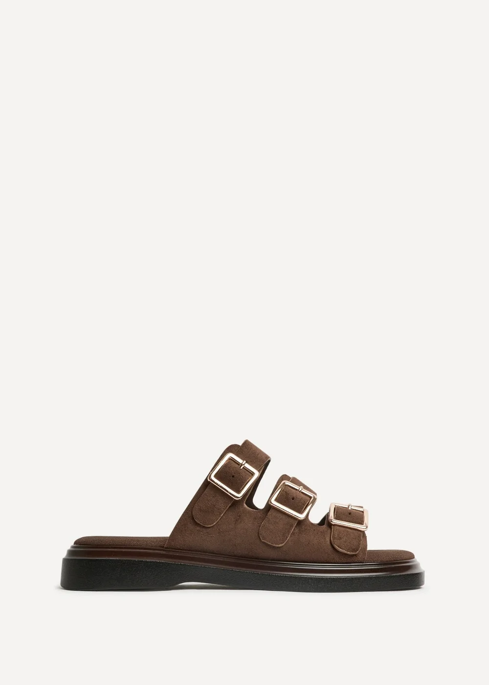 Linzi Satellite Brown Faux Suede Flat Sandals - Size 7 Image 2