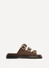 Linzi Satellite Brown Faux Suede Flat Sandals - Size 7 Image 2