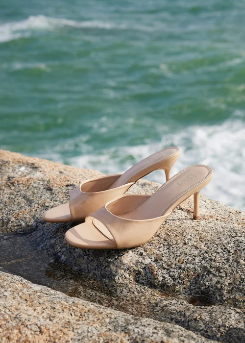 Linzi Erin Mocha Faux Leather Mule Heels - 4 Image 6
