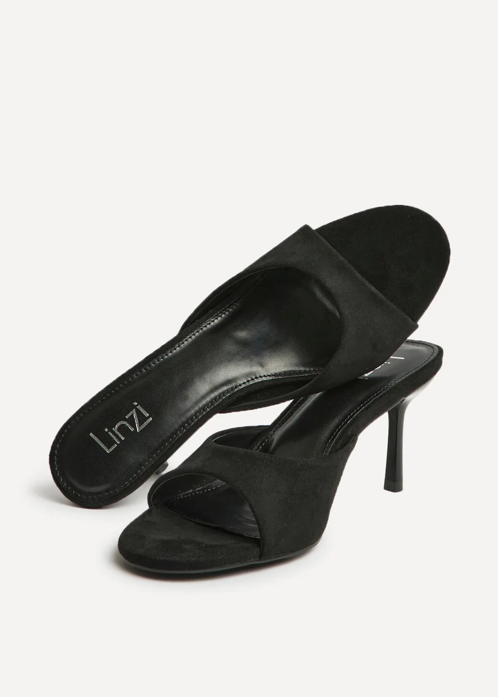 Linzi Erin Black Faux Suede Mule Heels - 8 Image 5