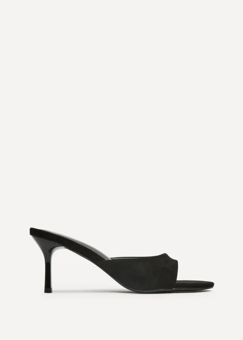 Linzi Erin Black Faux Suede Mule Heels - 8 Image 2