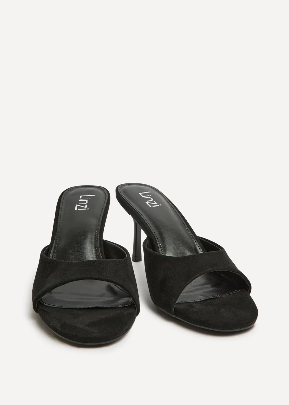 Linzi Erin Black Faux Suede Mule Heels - 8 Image 3