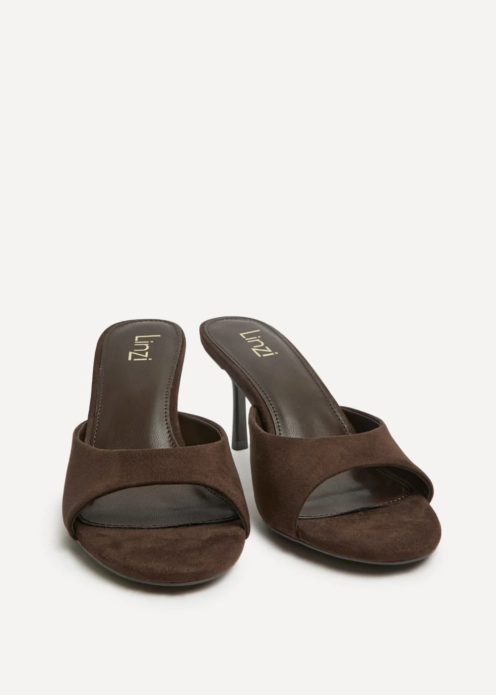 Linzi Erin Brown Faux Suede Mule Heels - Size 6 Image 3