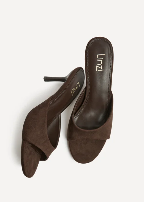 Linzi Erin Brown Faux Suede Mule Heels - Size 6 Image 5