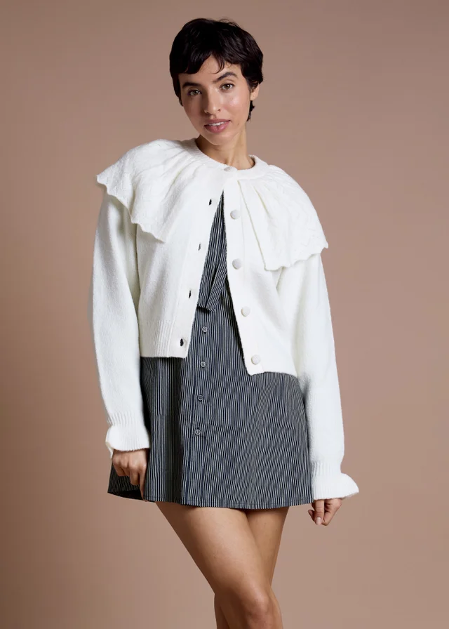 Neon Rose Cream Cape Cardigan