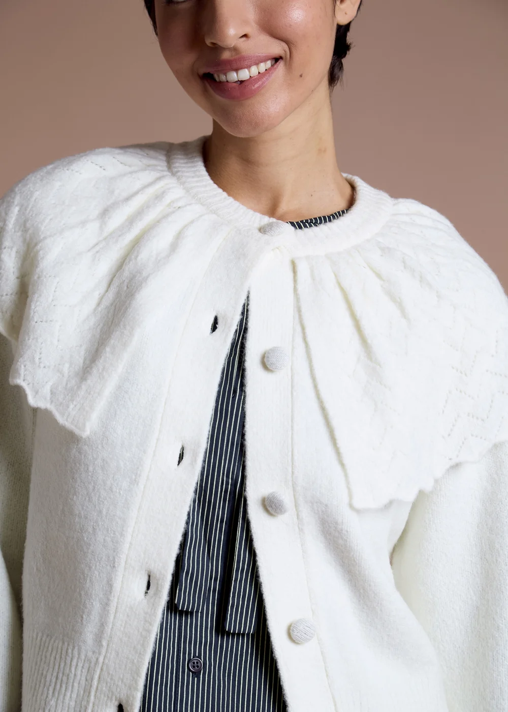 Neon Rose Cream Cape Cardigan - XS Image 3