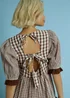Neon Rose Brown Cotton Gingham Tiered Maxi Dress - M Image 3