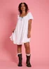 Neon Rose White Cotton Babydoll Mini Dress - XL Image 4