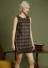 Neon Rose Brown Cotton Check Frill Hem Dress - S Image 5